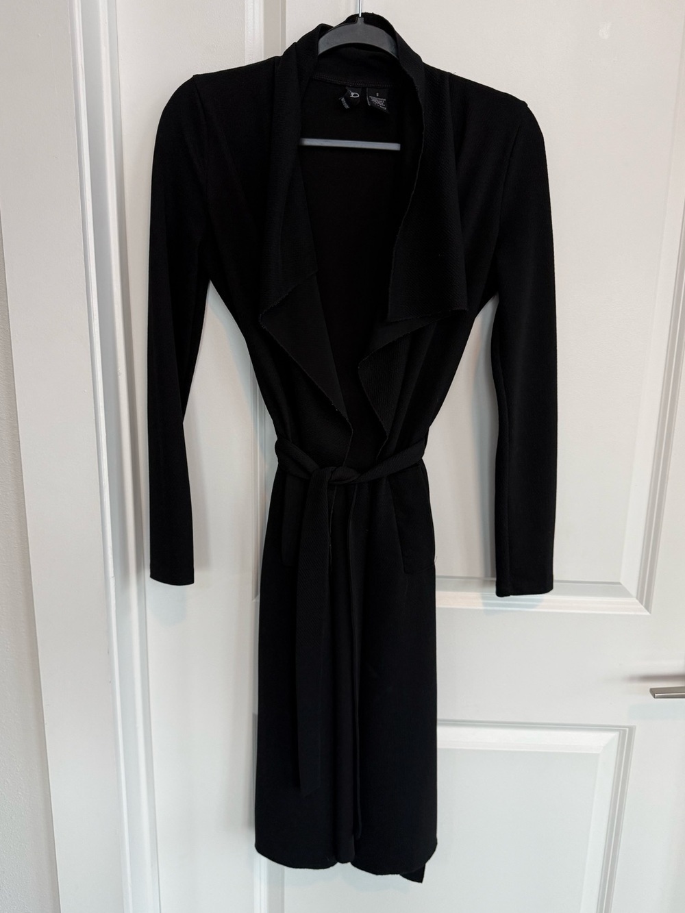 Windsor Black Long Sleeve Wrap Cardigan with Self Tie Belt and Pockets